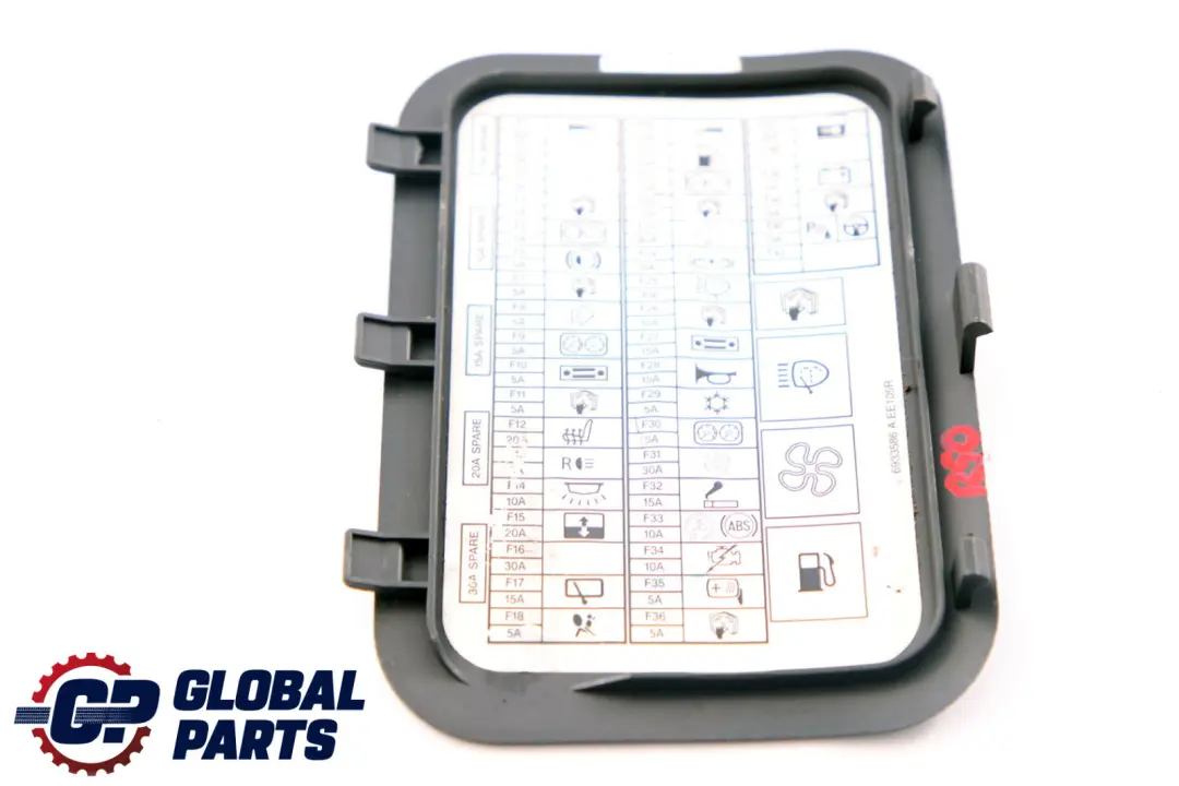 Mini R50 R53 Boite a fusibles Label Trim Cover - SKU 6933586 - Numéro de pièce 6933586