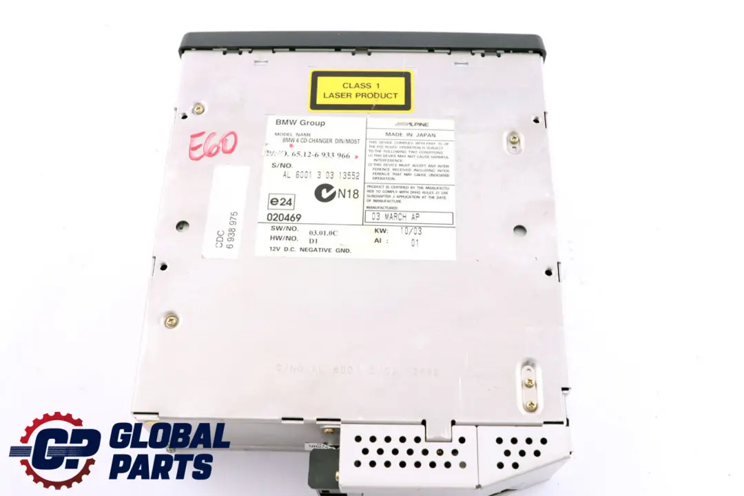BMW 5 6 Series E60 E61 E63 6-DISC Compact CD Changer Without Magazine - SKU 6933966 - Part number 6933966