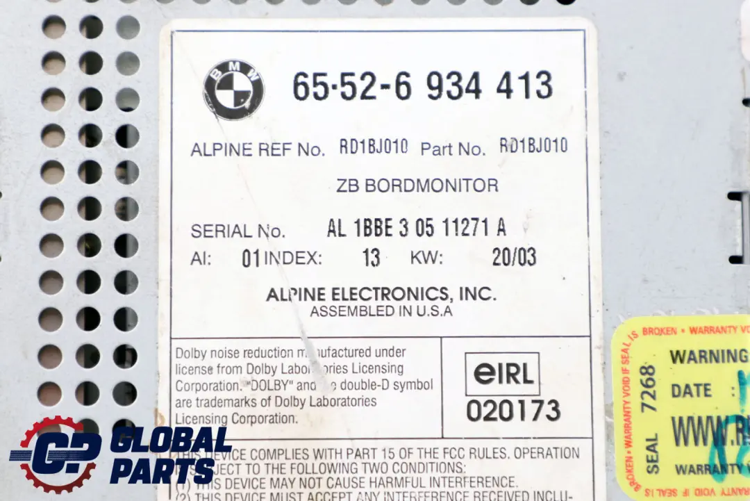 BMW X5 Series E53 Ordinateur de bord, système de navigation, écran large - SKU 6934413 - Numéro de pièce 6934413