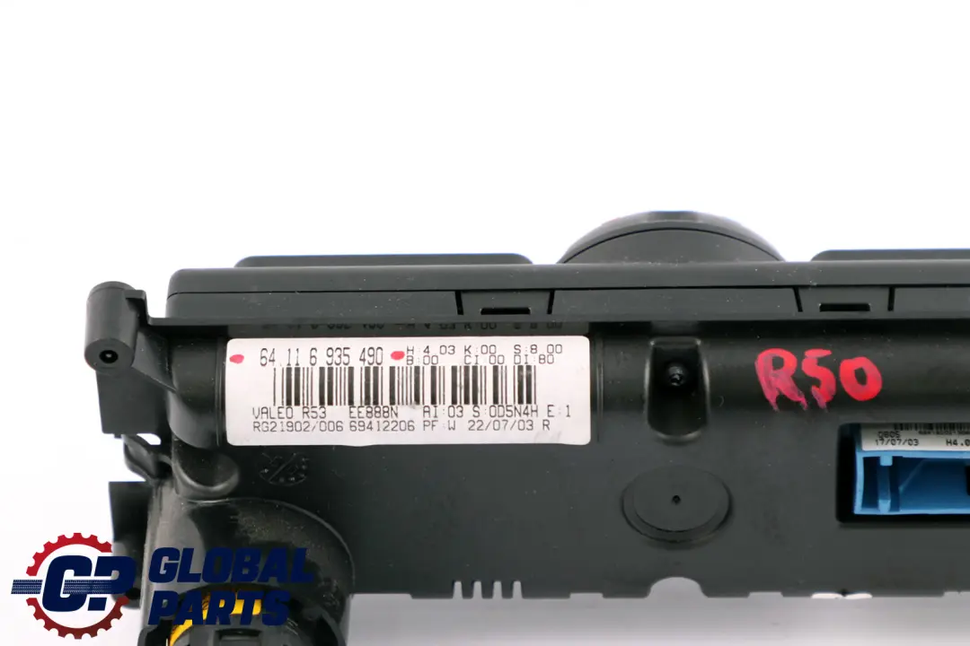 Calentador Automático Panel Control Aire Acondicionado para Mini R50 R53 con número de pieza 6940862 Mini R50 R53 Calentador Automático Panel Control Aire Acondicionado - SKU 6935490 - Número de pieza 6940862