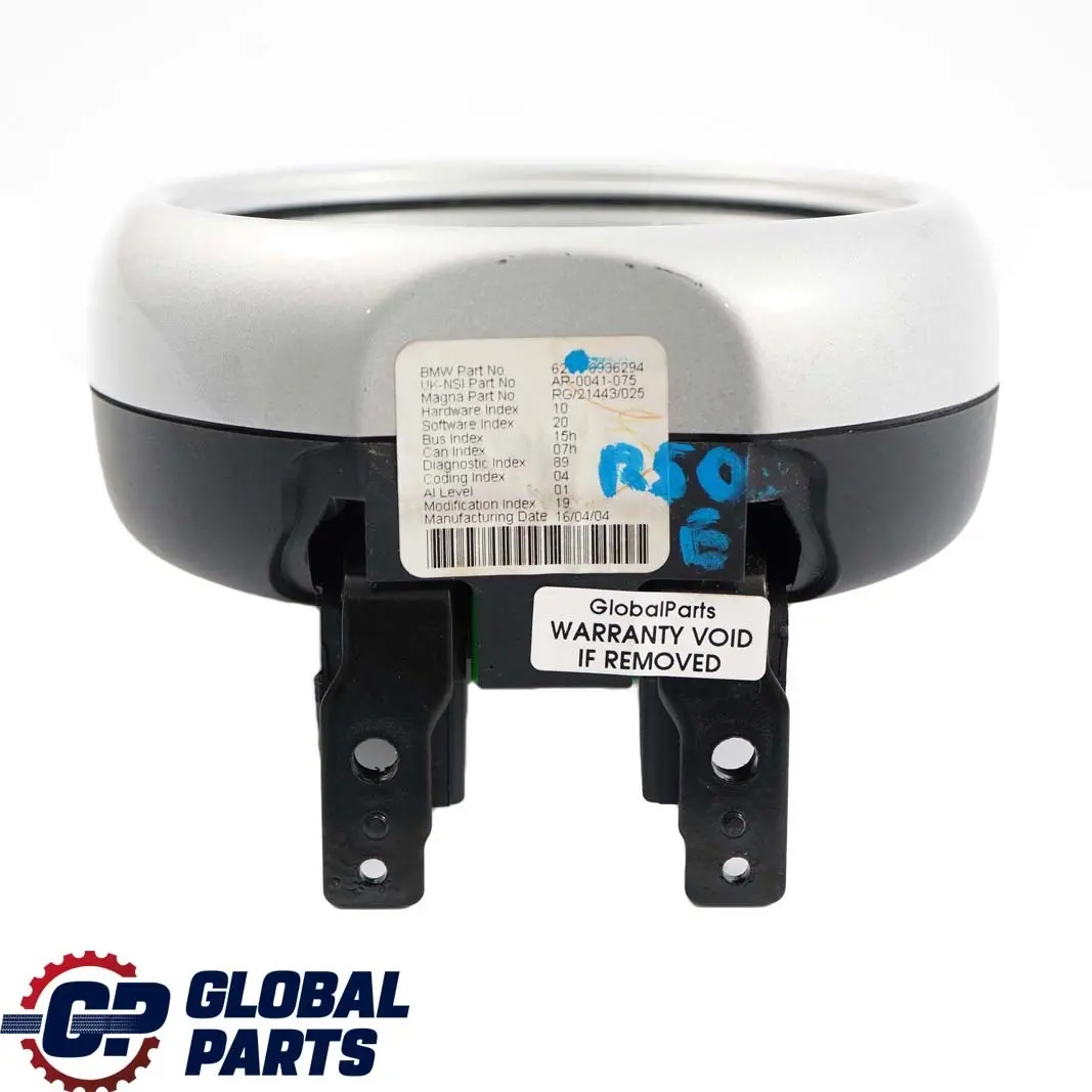 Tachometer Gauge Revolution Counter Silver to Mini Cooper One R50 R53 with Part number 6936294 Mini Cooper One R50 R53 Tachometer Gauge Revolution Counter Silver - SKU 6936294 - Part number 6936294