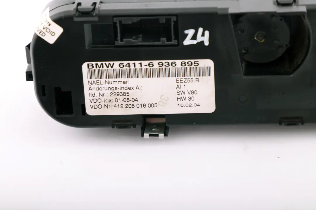 Pannello di controllo dell'aria condizionata automatica A/C per BMW Z4 E85 con numero di parte 6936895 BMW Z4 E85 Pannello di controllo dell'aria condizionata automatica A/C - SKU 6936895 - Numero di parte 6936895