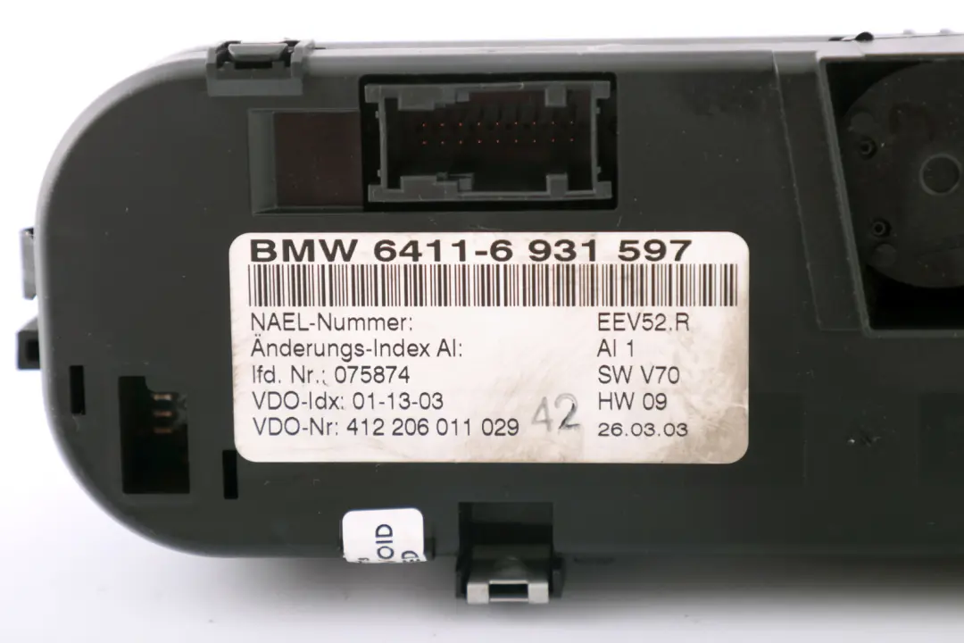 Pannello di controllo dell'aria condizionata automatica A/C per BMW Z4 E85 con numero di parte 6936895 BMW Z4 E85 Pannello di controllo dell'aria condizionata automatica A/C - SKU 6936895 - Numero di parte 6936895