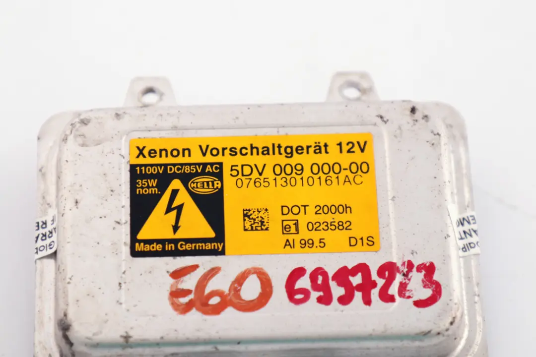 Control Unit Xenon Light 5DV 009 000-00 to BMW E60 E61 E65 X5 E70 X6 E71 with Part number 6937223 BMW E60 E61 E65 X5 E70 X6 E71 Control Unit Xenon Light 5DV 009 000-00 - SKU 6937223 - Part number 6937223