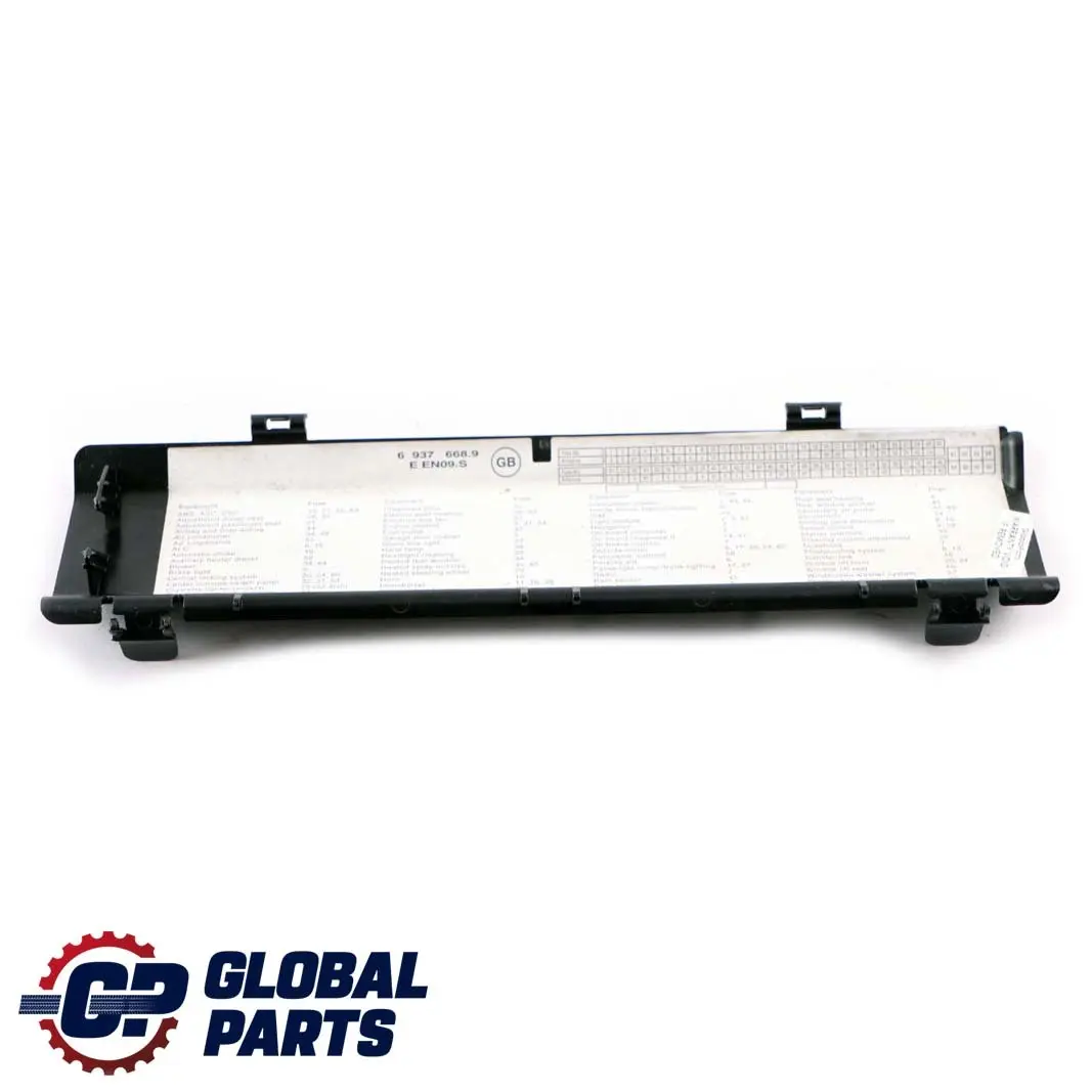 BMW X5 Serie E53 Caja Fusibles Etiqueta Adorno Cubierta Panel Pegatina - SKU 6937668 - Número de pieza 6937668