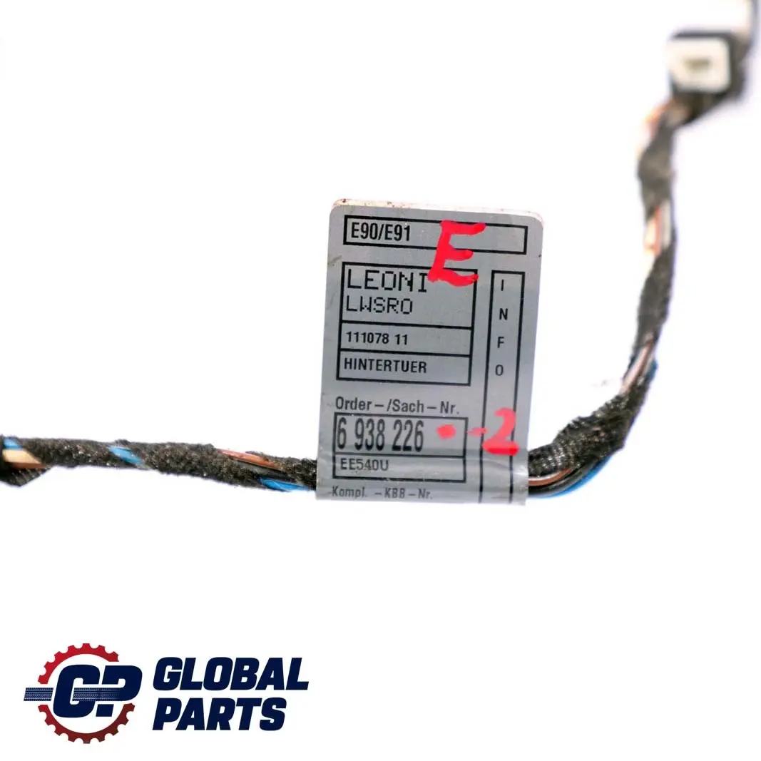 Cableado Puerta Trasera Izquierda Derecha para BMW E90 E91 LCI M3 con número de pieza 6938226 BMW E90 E91 LCI M3 Cableado Puerta Trasera Izquierda Derecha - SKU 6938226-2 - Número de pieza 6938226