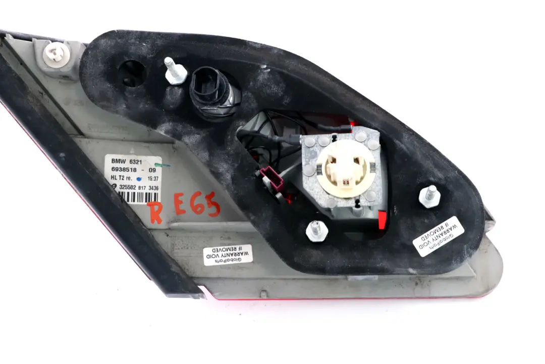 BMW 7 Series E65 Right O/S Rear Light In Trunk Lid Boot Tailgate Lamp - SKU 6938518 - Part number 6938518