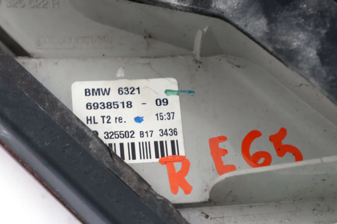 BMW 7 Series E65 Right O/S Rear Light In Trunk Lid Boot Tailgate Lamp - SKU 6938518 - Part number 6938518