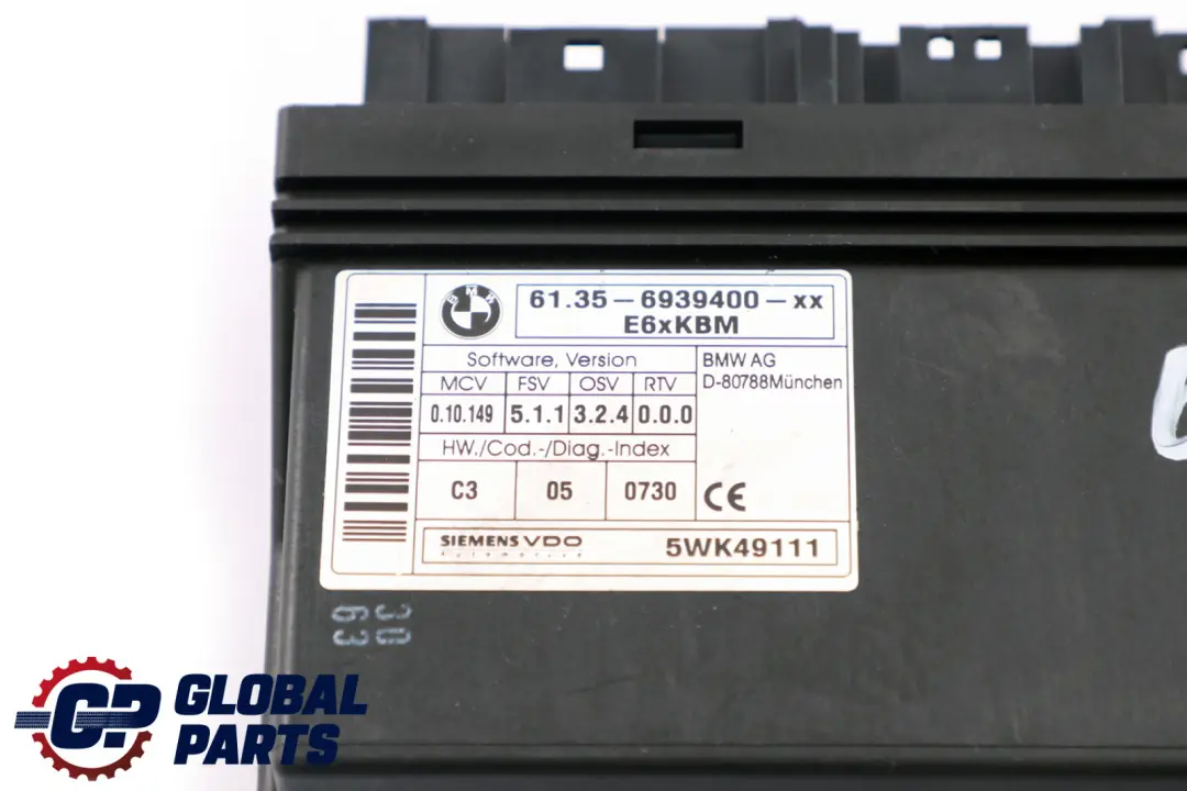 Body Module ECU Control Unit to BMW 5 6 Series E60 E63 E64 with Part number 9176069 BMW 5 6 Series E60 E63 E64 Body Module ECU Control Unit - SKU 6939400 - Part number 9176069