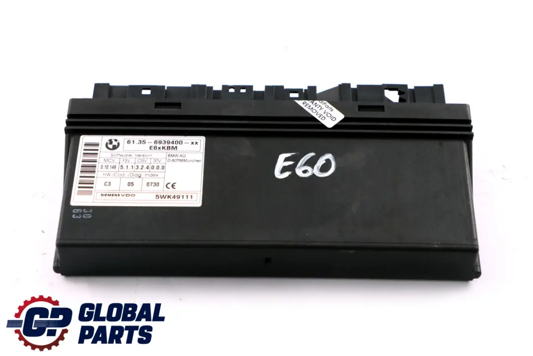 Body Module ECU Control Unit to BMW 5 6 Series E60 E63 E64 with Part number 9176069 BMW 5 6 Series E60 E63 E64 Body Module ECU Control Unit - SKU 6939400 - Part number 9176069
