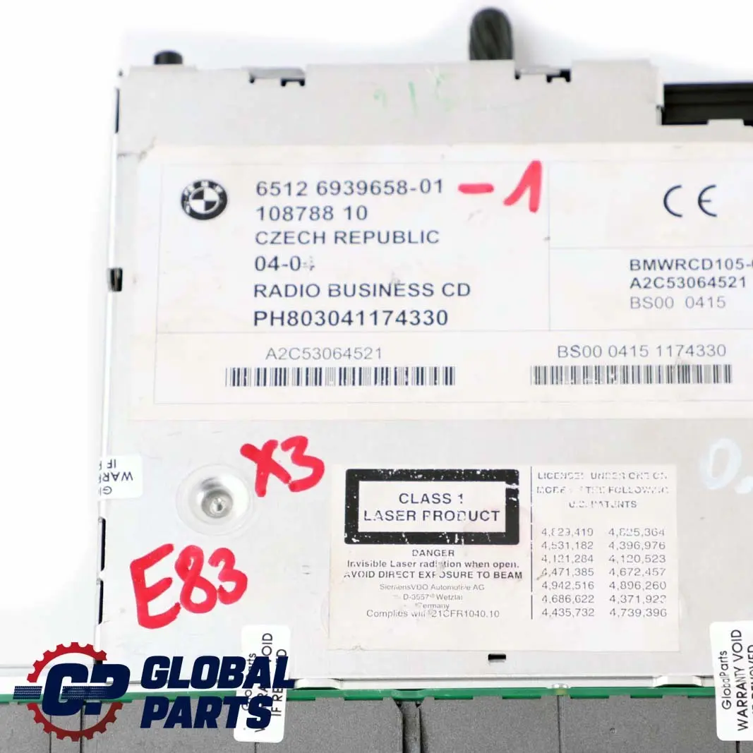 BMW E83 E85 E86 Attività radiofonica Lettore CD 65126939658 6939658 - SKU 6939658-1 - Numero di parte 9205278