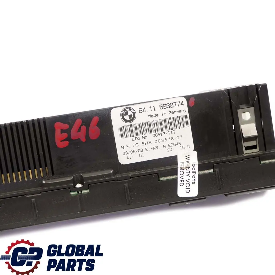 Conditioning Control Unit Module to BMW 3 Series E46 Automatic Air with Part number 6939774 BMW 3 Series E46 Automatic Air Conditioning Control Unit Module - SKU 6939774 - Part number 6939774