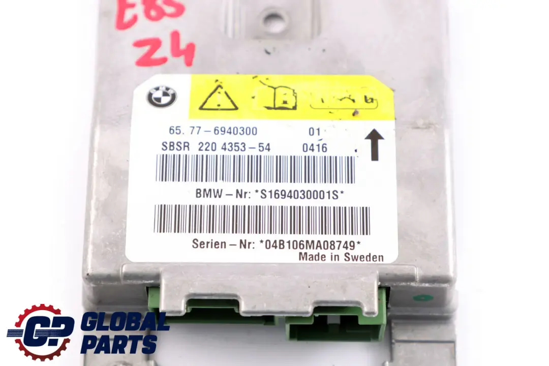 BMW serii 6 Z4 E64 E85 Moduł Sensor Poduszki Powietrznej Prawy - SKU 6940300 - Numer Części 6962888
