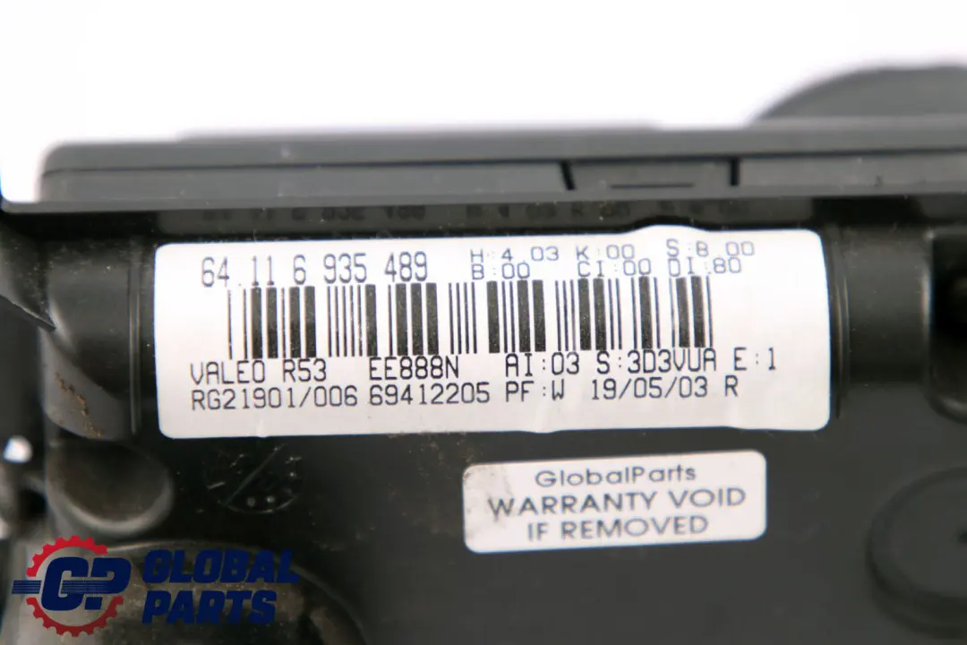 Calentador Automático Panel Control Aire Acondicionado 6935489 para Mini One R50 R53 con número de pieza 6940861 Mini One R50 R53 Calentador Automático Panel Control Aire Acondicionado 6935489 - SKU 6940861 - Número de pieza 6940861