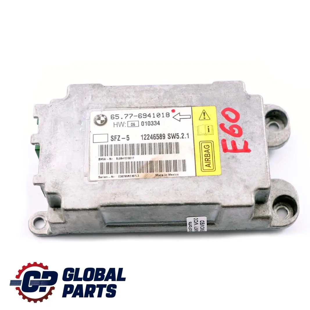 Airbag ECU Unidad De Control del Sensor Central del Vehiculo para BMW E60 E61 E63 con número de pieza 6941018 BMW E60 E61 E63 Airbag ECU Unidad De Control del Sensor Central del Vehiculo - SKU 6941018 - Número de pieza 6941018