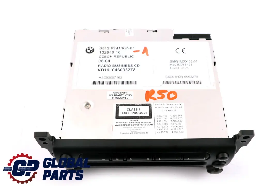 Radio Boost CD Player Unidad Cabeza para Mini Cooper Uno 1 R50 R52 R53 con número de pieza 6941367 Mini Cooper Uno 1 R50 R52 R53 Radio Boost CD Player Unidad Cabeza - SKU 6941367-1 - Número de pieza 6941367