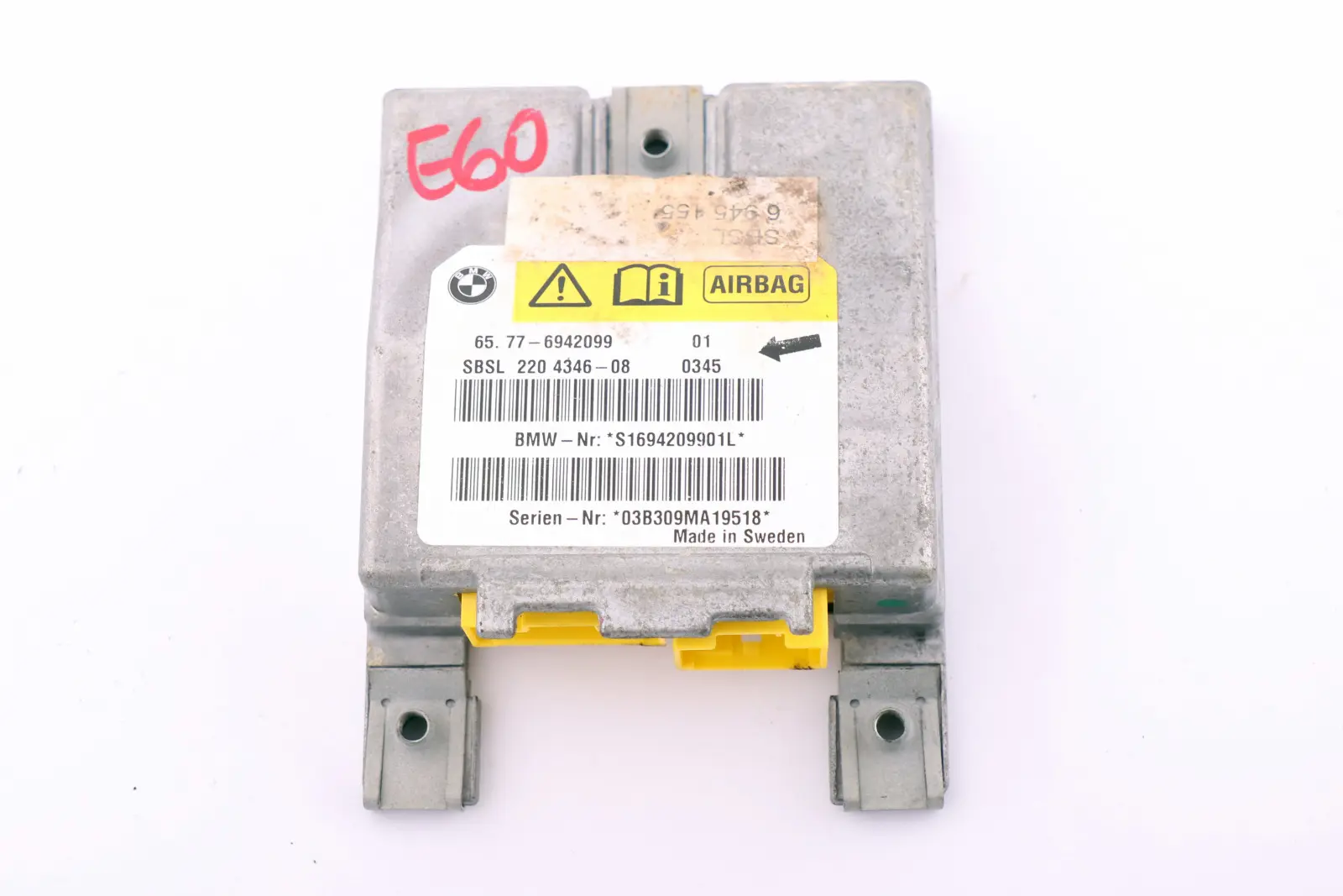 BMW E60 E61 E63 B Pillar Column Air Module Sensor Left N/S 6942099