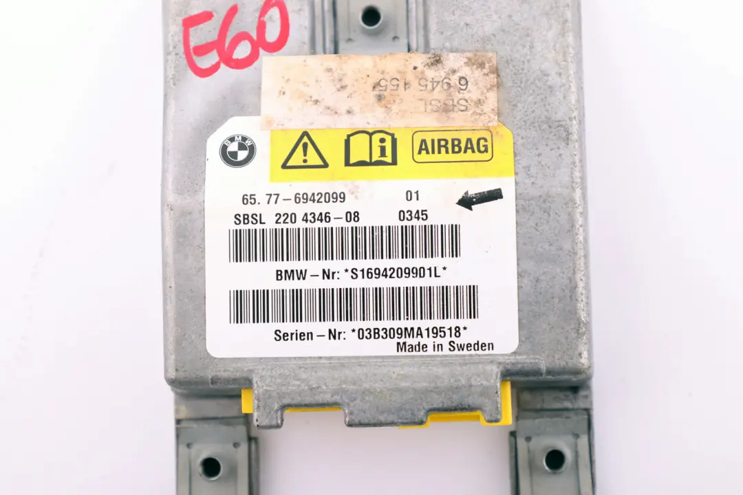 BMW 5 6er E60 E61 E63 Linke B-Säule Airbag Sensor N/S - SKU 6942099 - Teilenummer 6974364