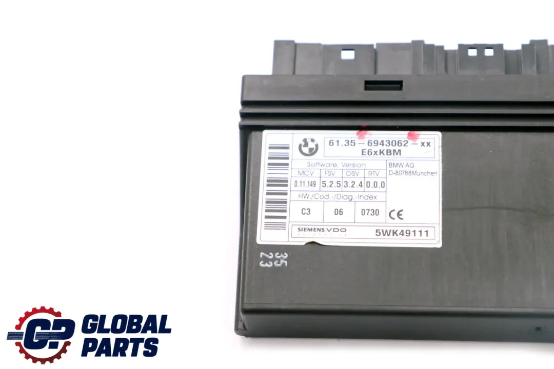 BMW 5 6 Serie E60 E63 E64 LCI Module de Carosserie Unite De Commande ECU - SKU 6943062 - Numéro de pièce 61356943062