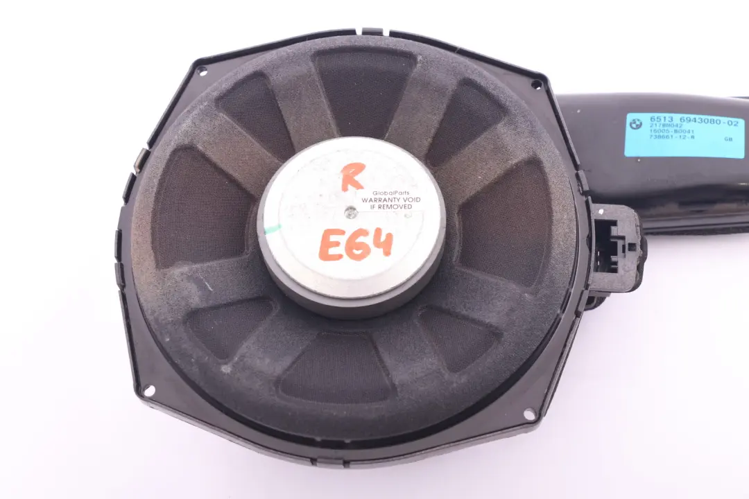 Central Bass Hifi System Door Speaker Right O/S to BMW E64 LCI with Part number 6943080 BMW E64 LCI Central Bass Hifi System Door Speaker Right O/S - SKU 6943080 - Part number 6943080