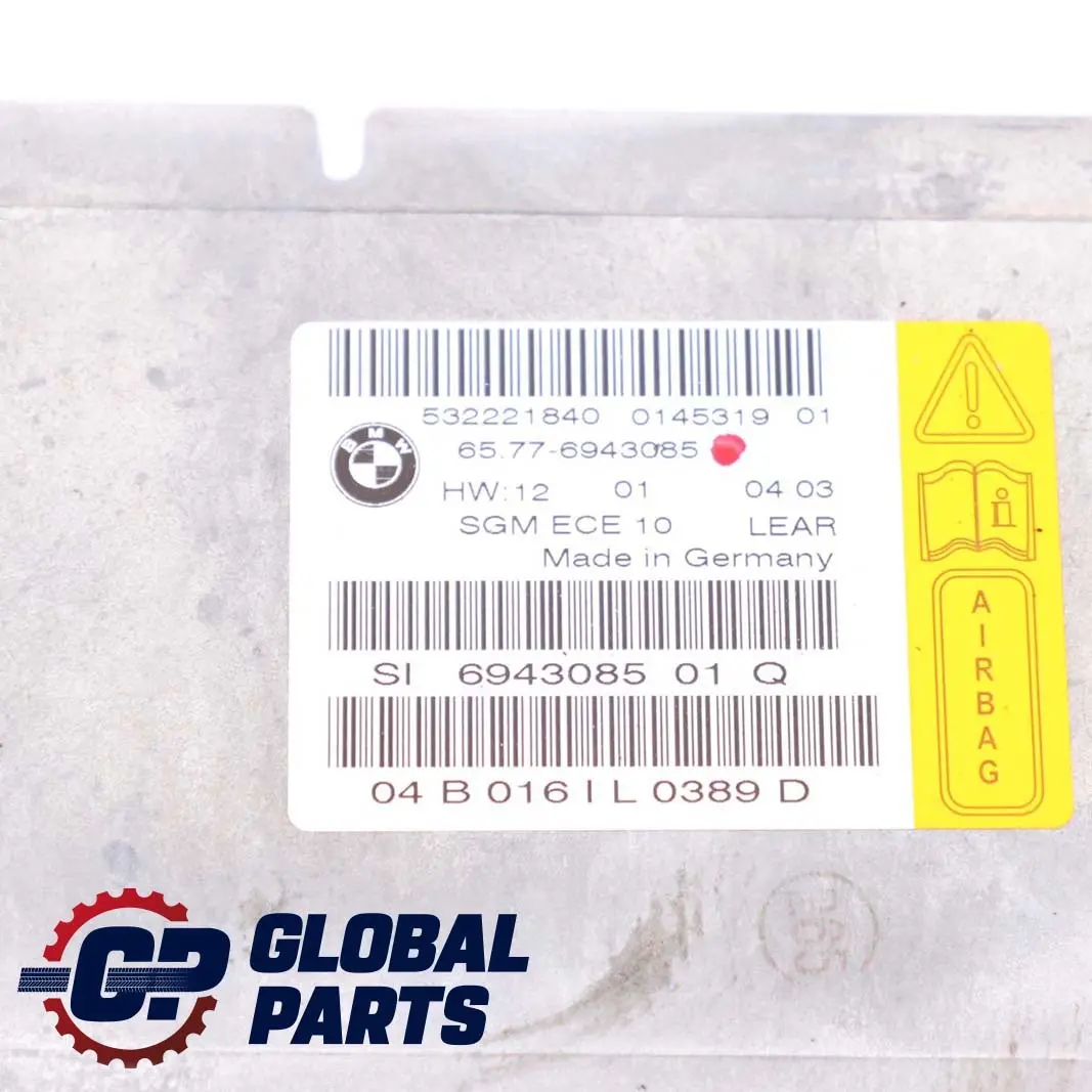 BMW 5 Series E60 E61 Airbag ECU Control Unit Gateway Module - SKU 6943085 - Part number 6975682