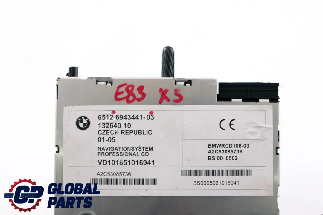 Radio navegador unidad control CD para BMW X3 E83 con número de pieza 6939670 BMW X3 E83 Radio navegador unidad control CD - SKU 6943441 - Número de pieza 6939670
