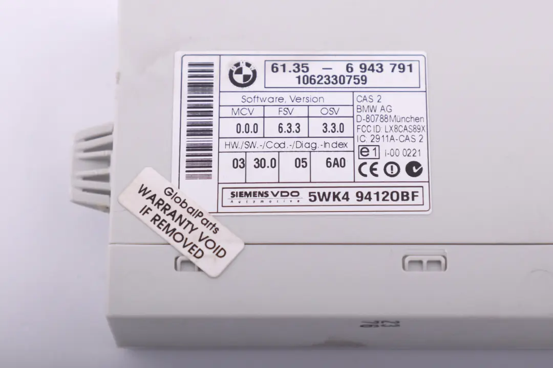 CAS2 ECU Control Unit Module 6135 to BMW E87 E90 with Part number 6943791 BMW E87 E90 CAS2 ECU Control Unit Module 6135 - SKU 6943791 - Part number 6943791