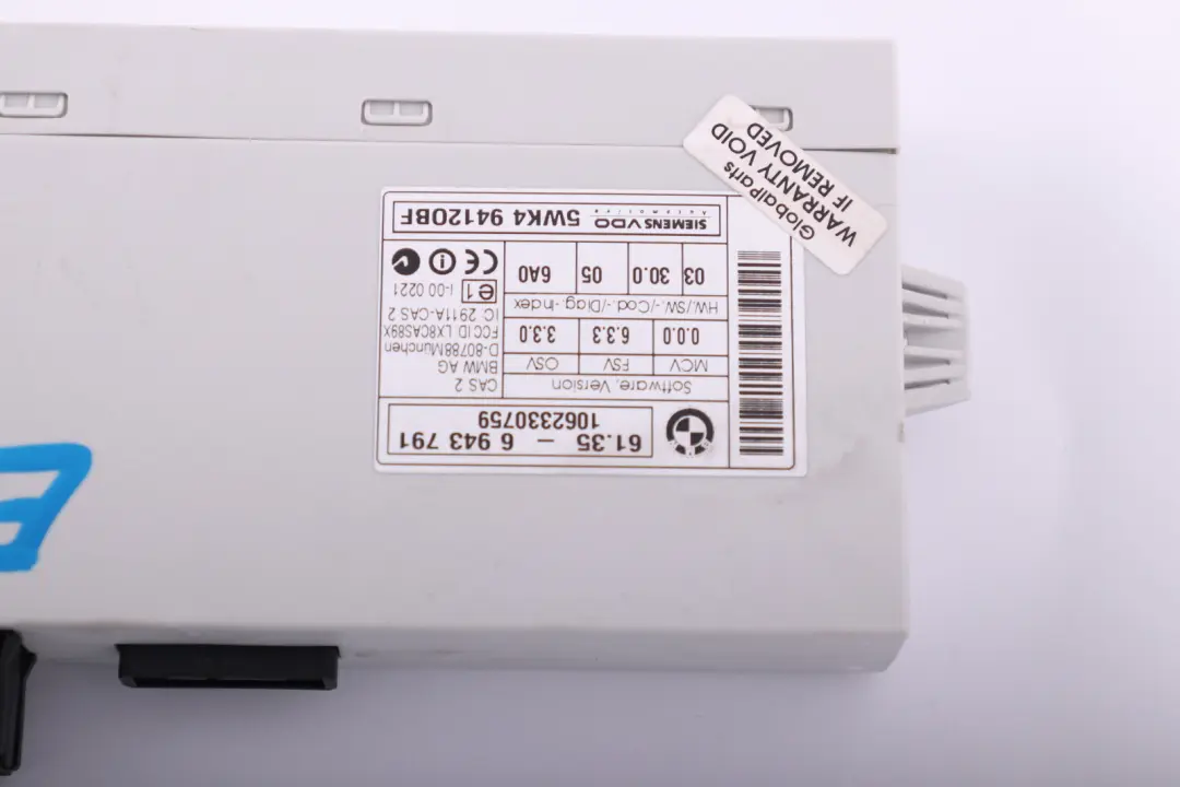 CAS2 ECU Control Unit Module 6135 to BMW E87 E90 with Part number 6943791 BMW E87 E90 CAS2 ECU Control Unit Module 6135 - SKU 6943791 - Part number 6943791