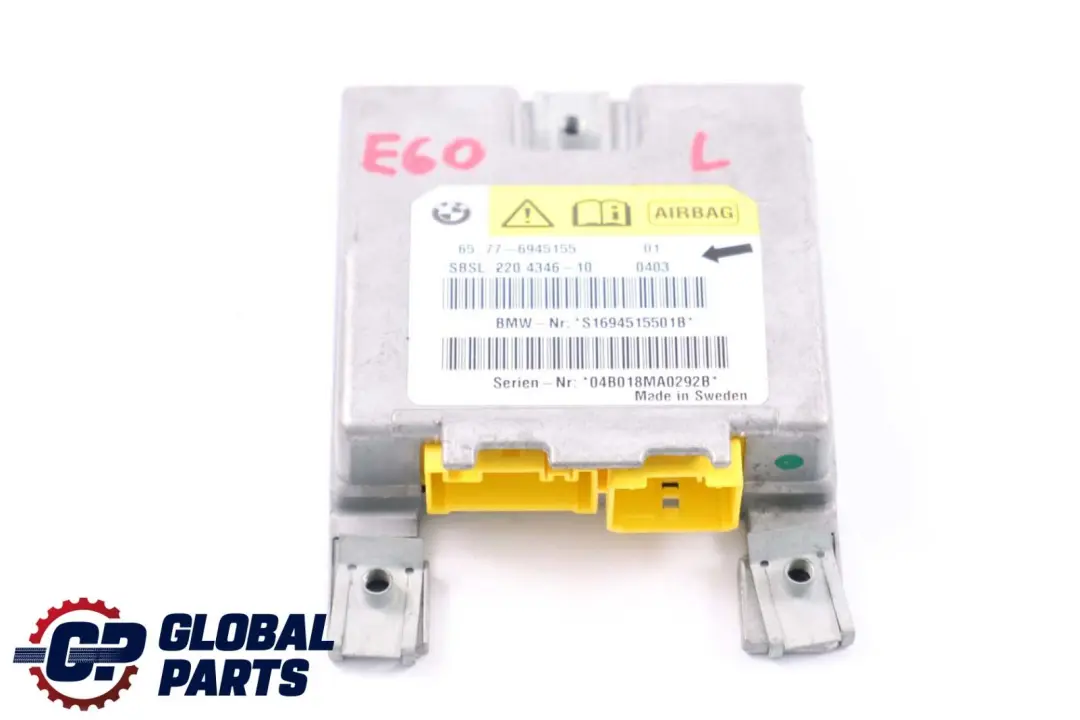 Left B-pillar Airbag Sensor N/S to BMW 5 6 Series E60 E61 E63 with Part number 6945155 BMW 5 6 Series E60 E61 E63 Left B-pillar Airbag Sensor N/S - SKU 6945155 - Part number 6945155