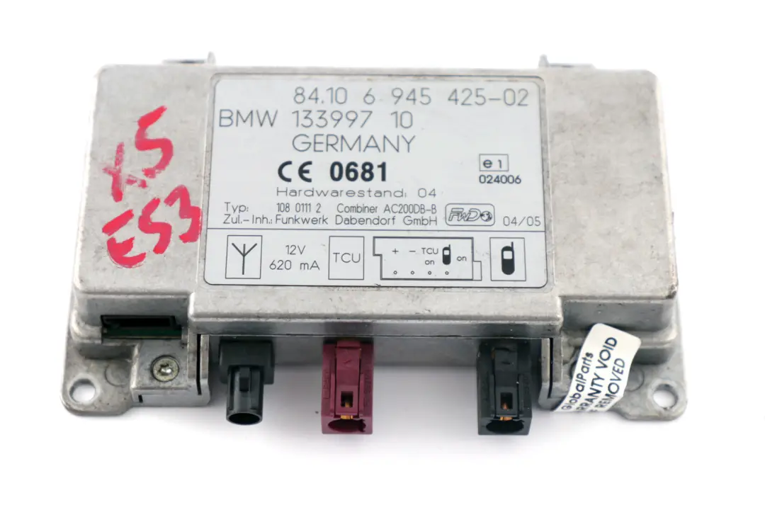 Antena Diplexer Regulador Modulo Booster para BMW X5 Z4 Serie E46 E53 E85 E87 con número de pieza 6945425 BMW X5 Z4 Serie E46 E53 E85 E87 Antena Diplexer Regulador Modulo Booster - SKU 6945425 - Número de pieza 6945425