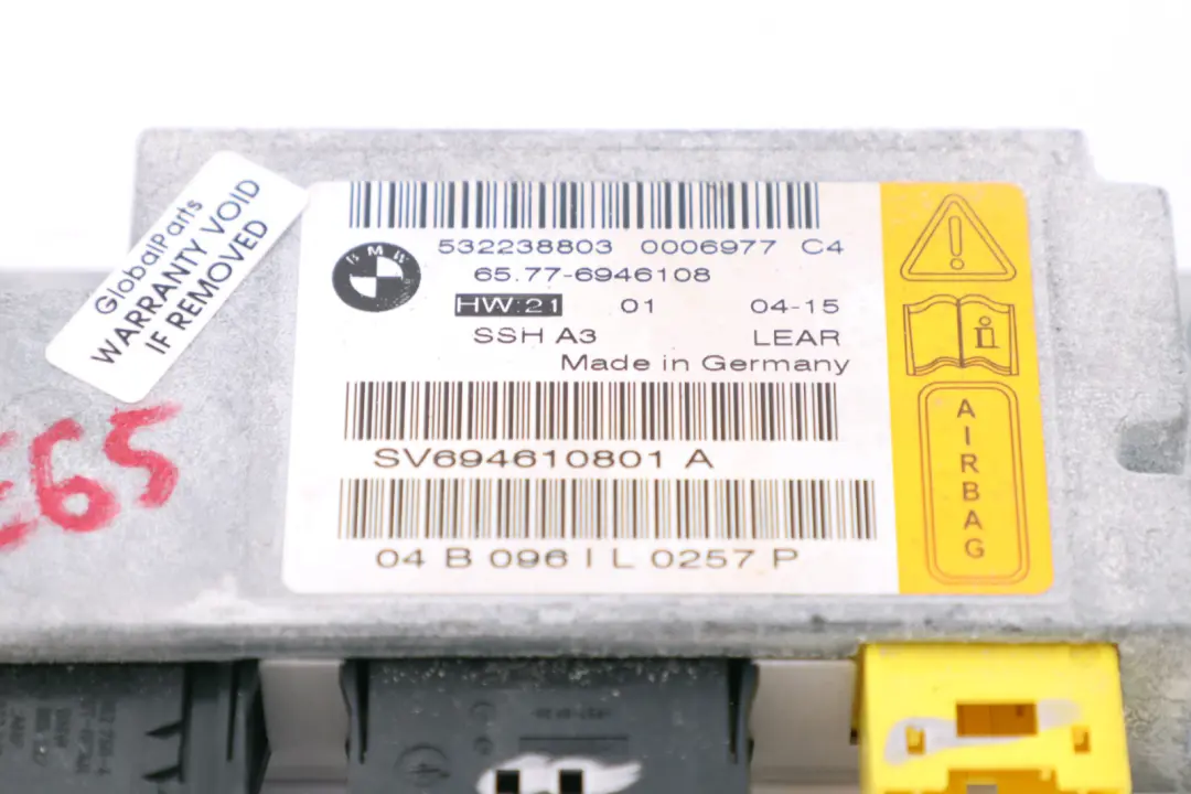 Sensor Rear Seat Airbag pour BMW E65 E66 E67 à propos du numéro de pièce 6946108 BMW E65 E66 E67 Sensor Rear Seat Airbag - SKU 6946108 - Numéro de pièce 6946108