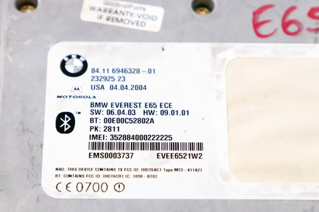 Telemática Bluetooth Unidad de Control Módulo para BMW E65 E66 con número de pieza 6946328 BMW E65 E66 Telemática Bluetooth Unidad de Control Módulo - SKU 6946328 - Número de pieza 6946328