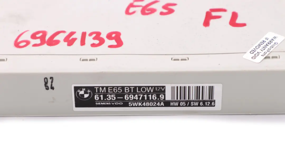 Control Unit Door Front Passenger Side to BMW 7 Series E65 E66 E67 with Part number 6964139 BMW 7 Series E65 E66 E67 Control Unit Door Front Passenger Side - SKU 6947116 - Part number 6964139