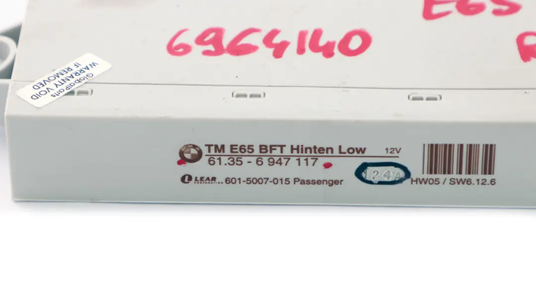 Control Unit Door Rear Passenger Side to BMW 7 Series E65 E66 with Part number 6921980 BMW 7 Series E65 E66 Control Unit Door Rear Passenger Side - SKU 6947117 - Part number 6921980