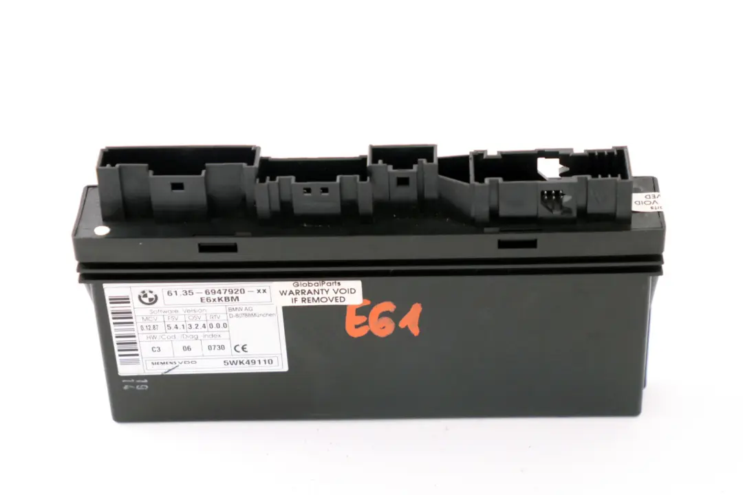 Body Control Module ECU Control Unit High to BMW 5 Series E61 Touring with Part number 9136040 BMW 5 Series E61 Touring Body Control Module ECU Control Unit High - SKU 6947920 - Part number 9136040