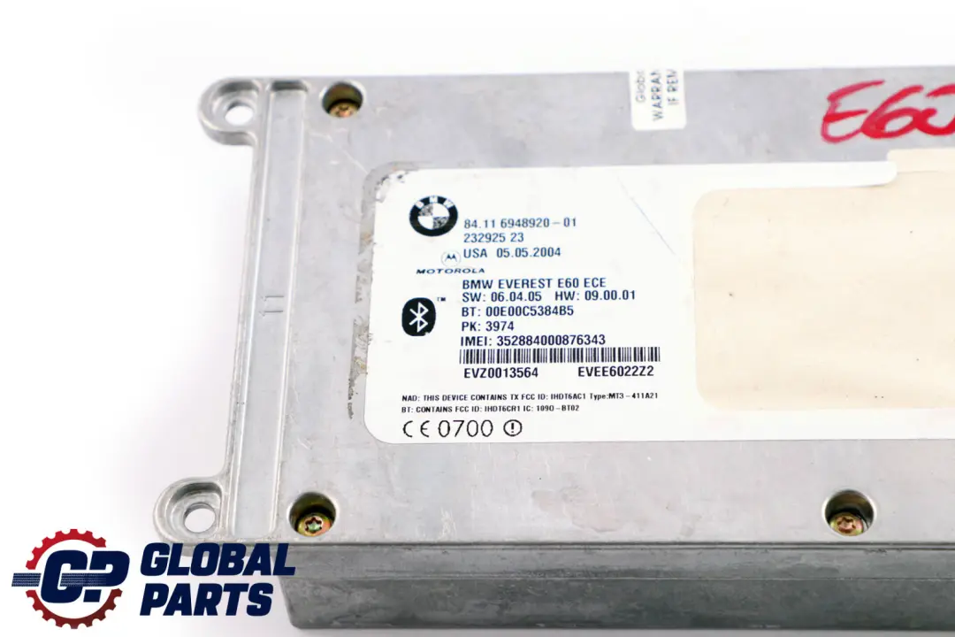 Motorola Telematics Module Control Unit to BMW 5 6 Series E60 E61 E63 E64 with Part number 6948920 BMW 5 6 Series E60 E61 E63 E64 Motorola Telematics Module Control Unit - SKU 6948920 - Part number 6948920