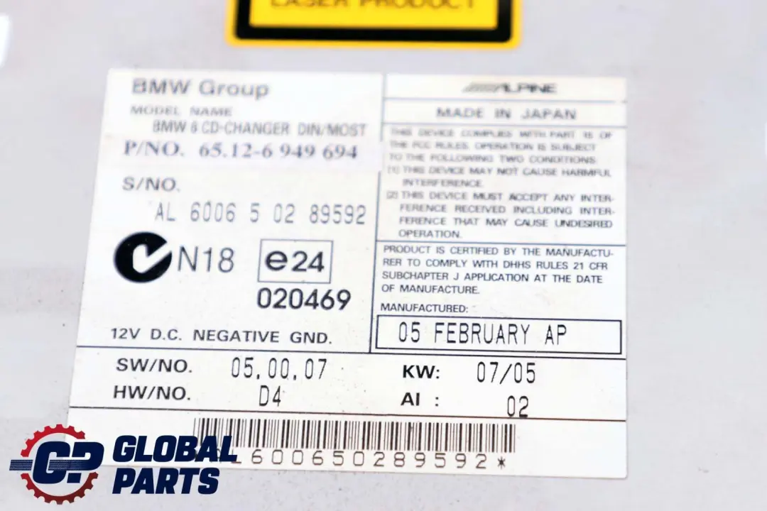 BMW E60 E61 E63 6-Dyskowa Zmieniarka CD - SKU 6949694 - Numer Części 6949694