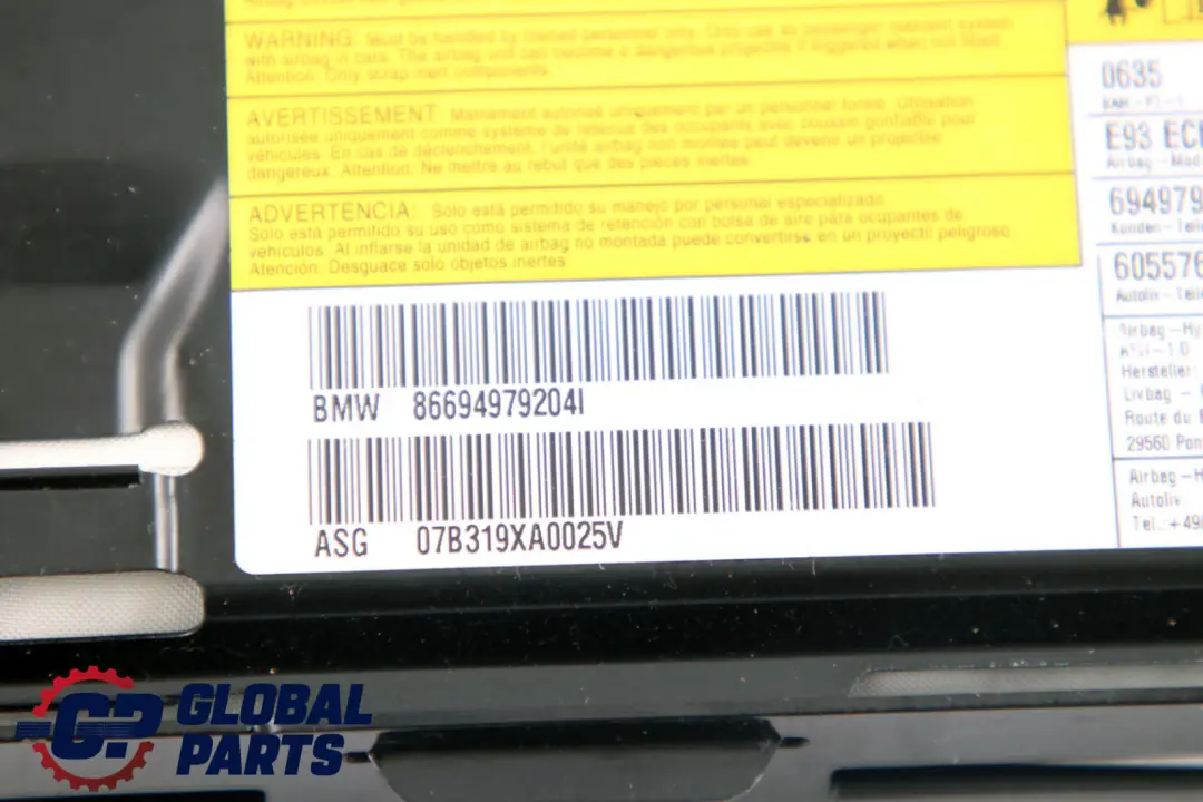 BMW E93 Poduszka Powietrzna Fotela Prawy Przód Airbag - SKU 6949792 - Numer Części 6949792