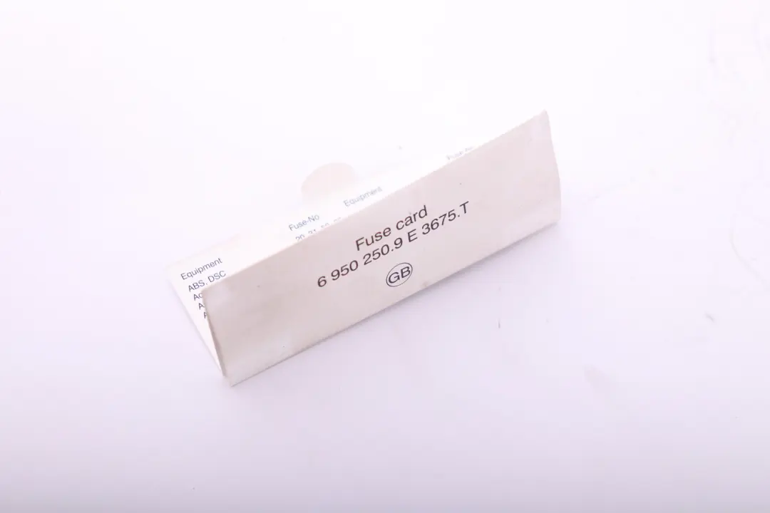 BMW 1 3 Series E87 E90 E91 Key Map Fuse Grouping - SKU 6950250 - Part number 6950250