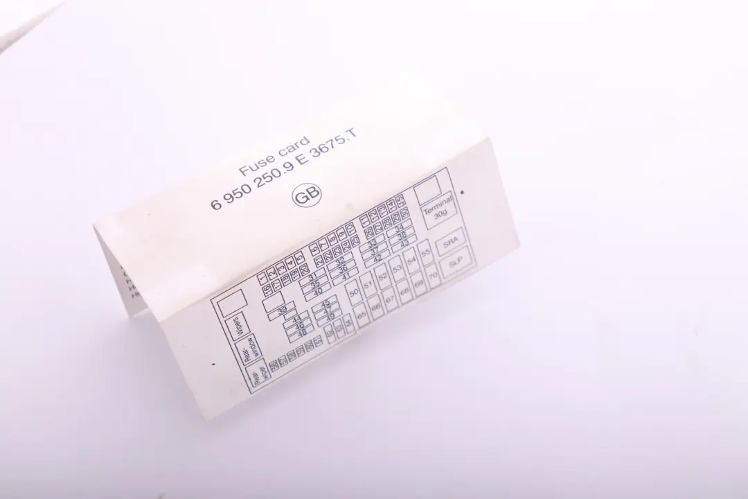 BMW 1 3 Series E87 E90 E91 Key Map Fuse Grouping - SKU 6950250 - Part number 6950250