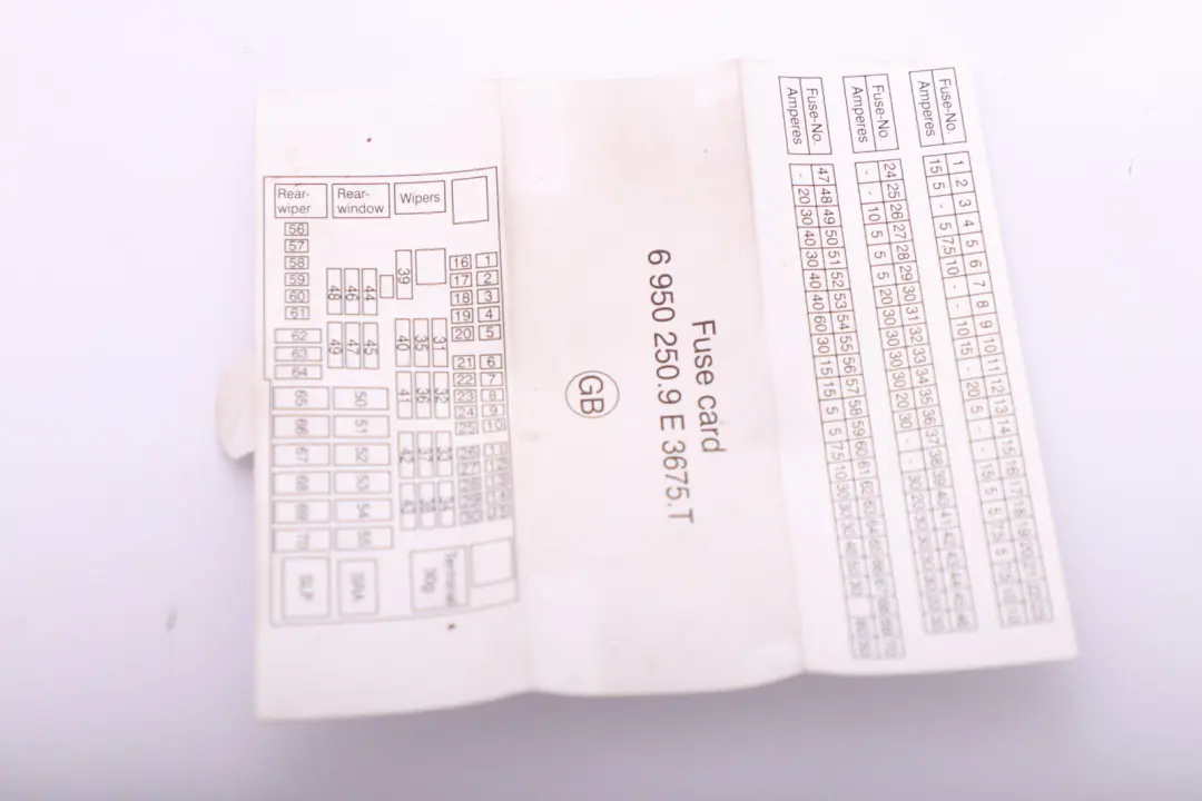 Key Map Fuse Grouping to BMW 1 3 Series E87 E90 E91 with Part number 6950250 BMW 1 3 Series E87 E90 E91 Key Map Fuse Grouping - SKU 6950250 - Part number 6950250