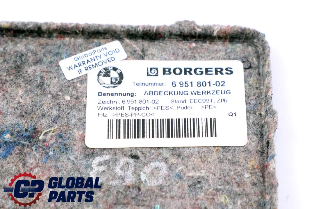 BMW E90 E90N E91N Carenatura Pavimento Vano Portabagagli - SKU 6951801 - Numero di parte 6951801