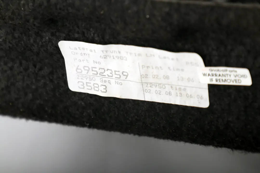 Mini R55 LCI Boot Trunk Lid Trim Liner Cover Panel Left N/S - SKU 6952359 - Part number 6952359