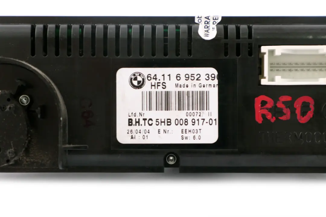 Panneau contrôle chauffage automatique Air Conditionné pour Mini R50 R52 R53 à propos du numéro de pièce 6962470 Mini R50 R52 R53 Panneau contrôle chauffage automatique Air Conditionné - SKU 6952390 - Numéro de pièce 6962470