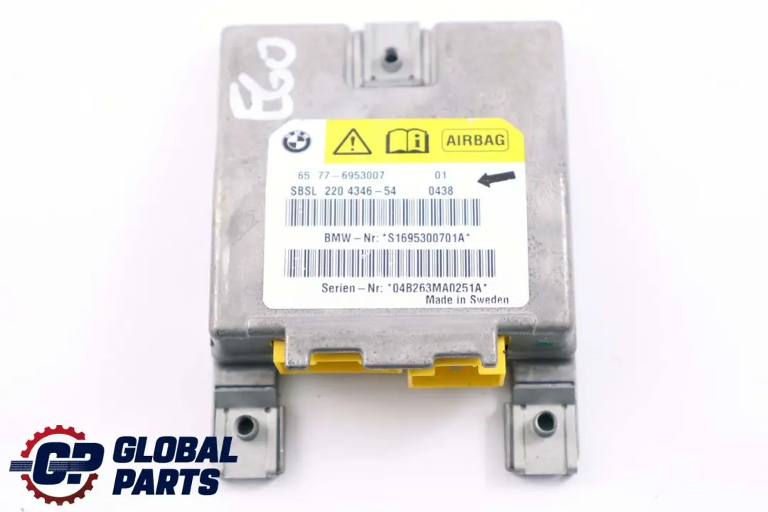 Sensor Airbag Pilar B Izquierdo para BMW E60 E61 E63 con número de pieza 6953007 BMW E60 E61 E63 Sensor Airbag Pilar B Izquierdo - SKU 6953007 - Número de pieza 6953007