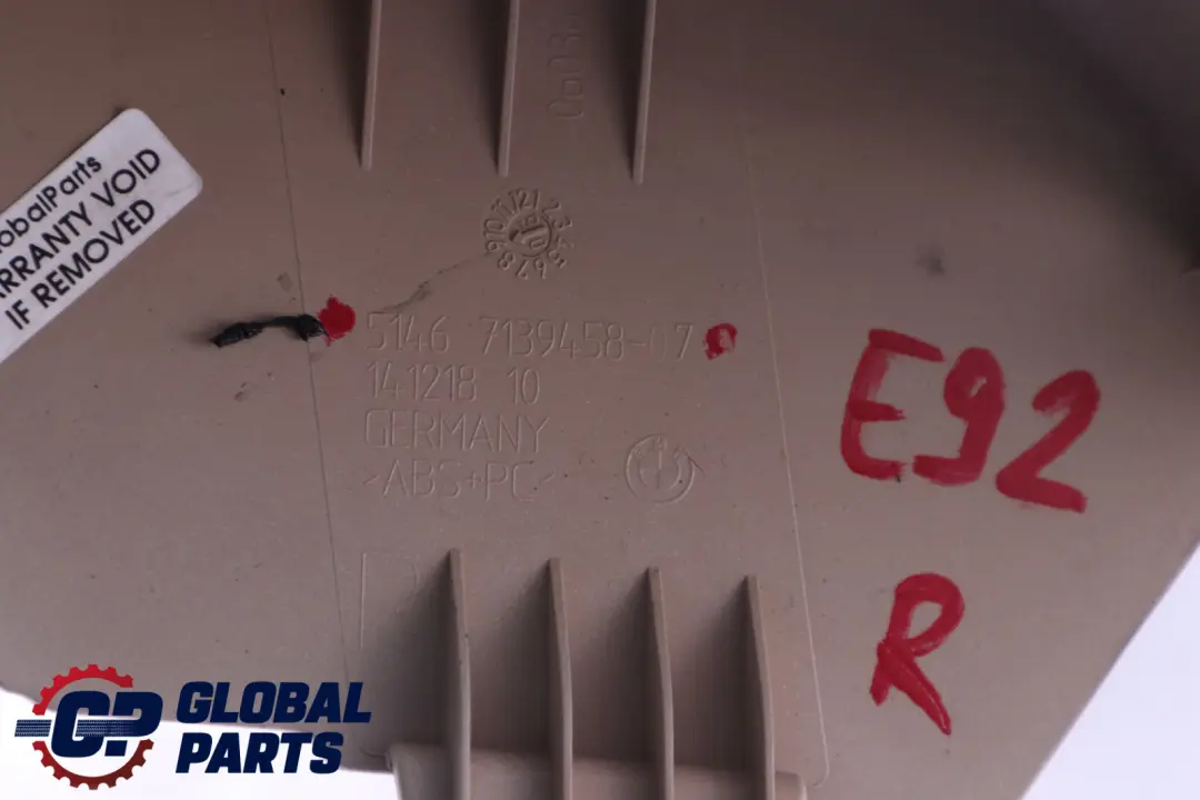 Belt Reel Seat Rear Right O/S 7139458 Beige to BMW 3 Series E92 E92 LCI Cover with Part number 6954392 BMW 3 Series E92 E92 LCI Cover Belt Reel Seat Rear Right O/S 7139458 Beige - SKU 6954392 - Part number 6954392