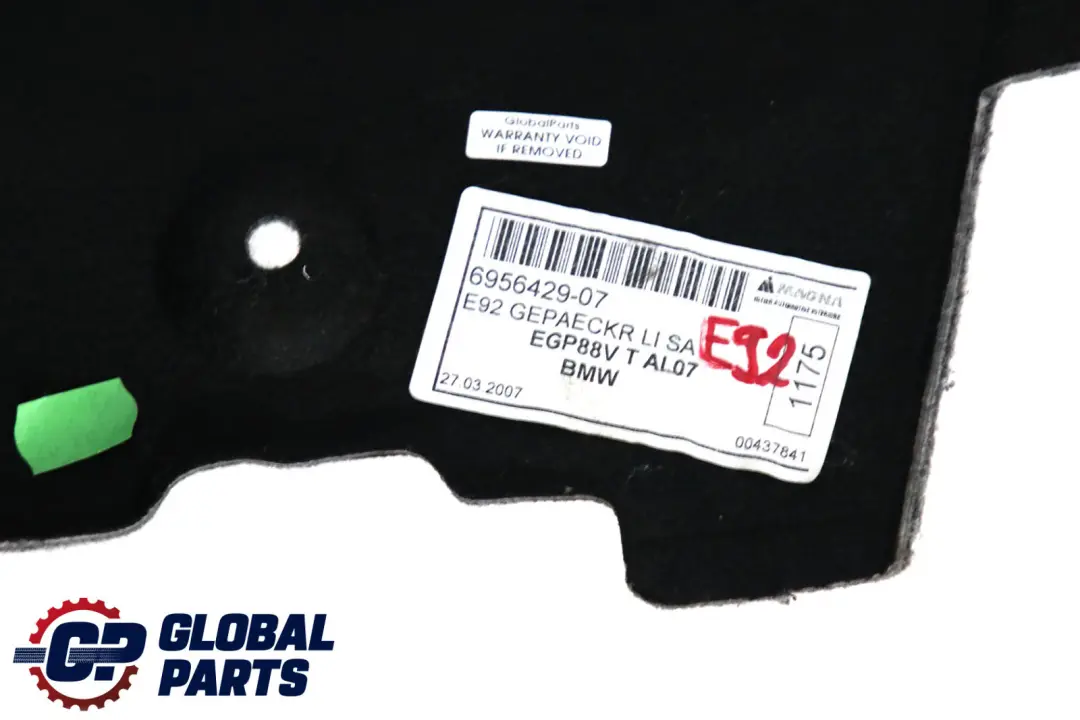 Trunk Trim Panel Cover Left N/S Luggage to BMW 3 Series E92 E92N LCI with Part number 6956429 BMW 3 Series E92 E92N LCI Trunk Trim Panel Cover Left N/S Luggage - SKU 6956429 - Part number 6956429