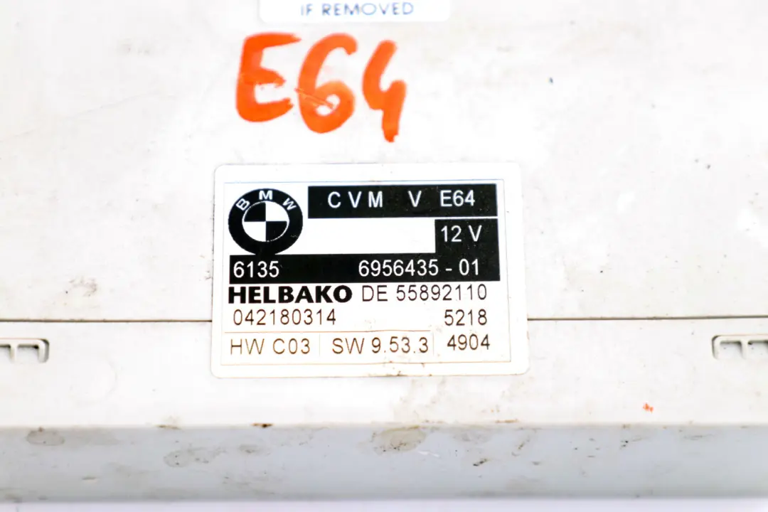 E64N Cabrio Convertible Folding Top Roof ECU Module to BMW 6 Series E64 with Part number 7209145 BMW 6 Series E64 E64N Cabrio Convertible Folding Top Roof ECU Module - SKU 6956435 - Part number 7209145