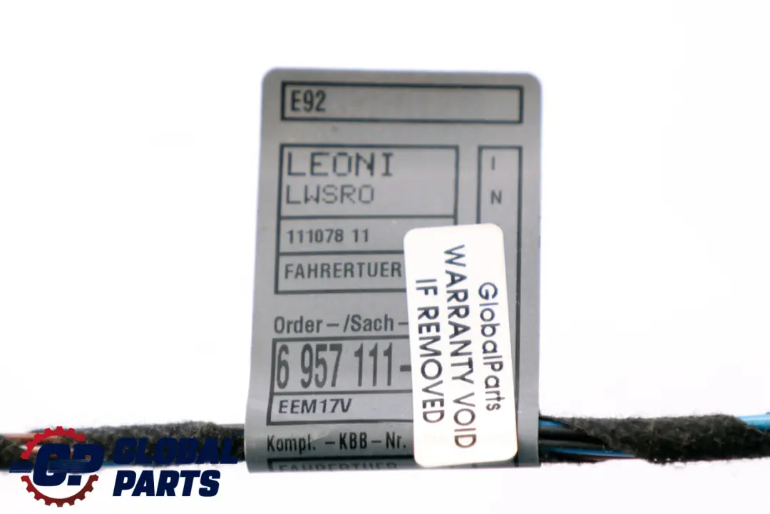 BMW E92 Delantero Derecho Lado Conductor Puerta Cableado Loom 6957111 - SKU 6957114 - Número de pieza 6957114