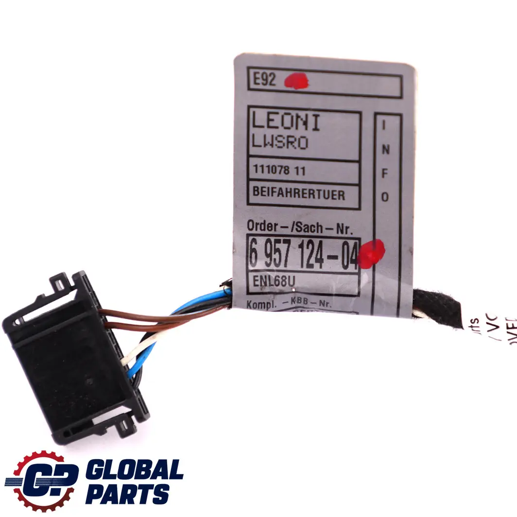 Front Left N/S Door Wiring Cables Harness Loom 6957124 to BMW 3 Series E92 with Part number 6957126 BMW 3 Series E92 Front Left N/S Door Wiring Cables Harness Loom 6957124 - SKU 6957126 - Part number 6957126
